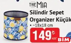 THE MİA SİLİNDİR SEPET ORGANİZER KÜÇÜK 18X18 CM